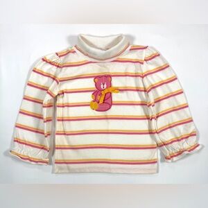 HEALTH-TEX Toddler Girls' Vintage 80s-90s Teddy Bear Stripe Mock Turtleneck 3T